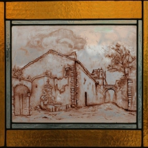 paesaggio romano dipinto a grisaglia 